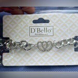 Women’s Bracelet,Elegant Silver Heart Link Bracelet.